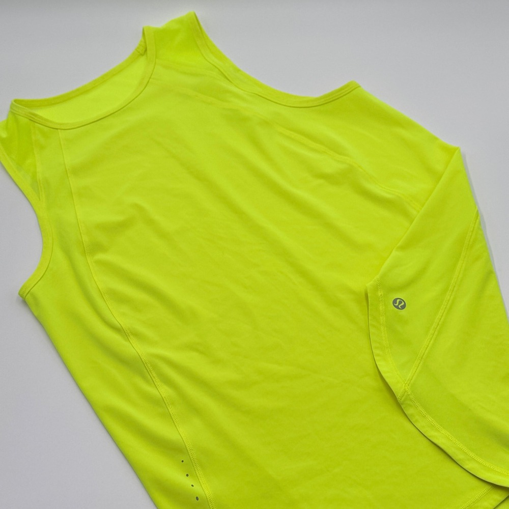 Lululemon Sculpt Tank Top Womens 8 Neon Yellow Green Excellent Running Gym Yoga